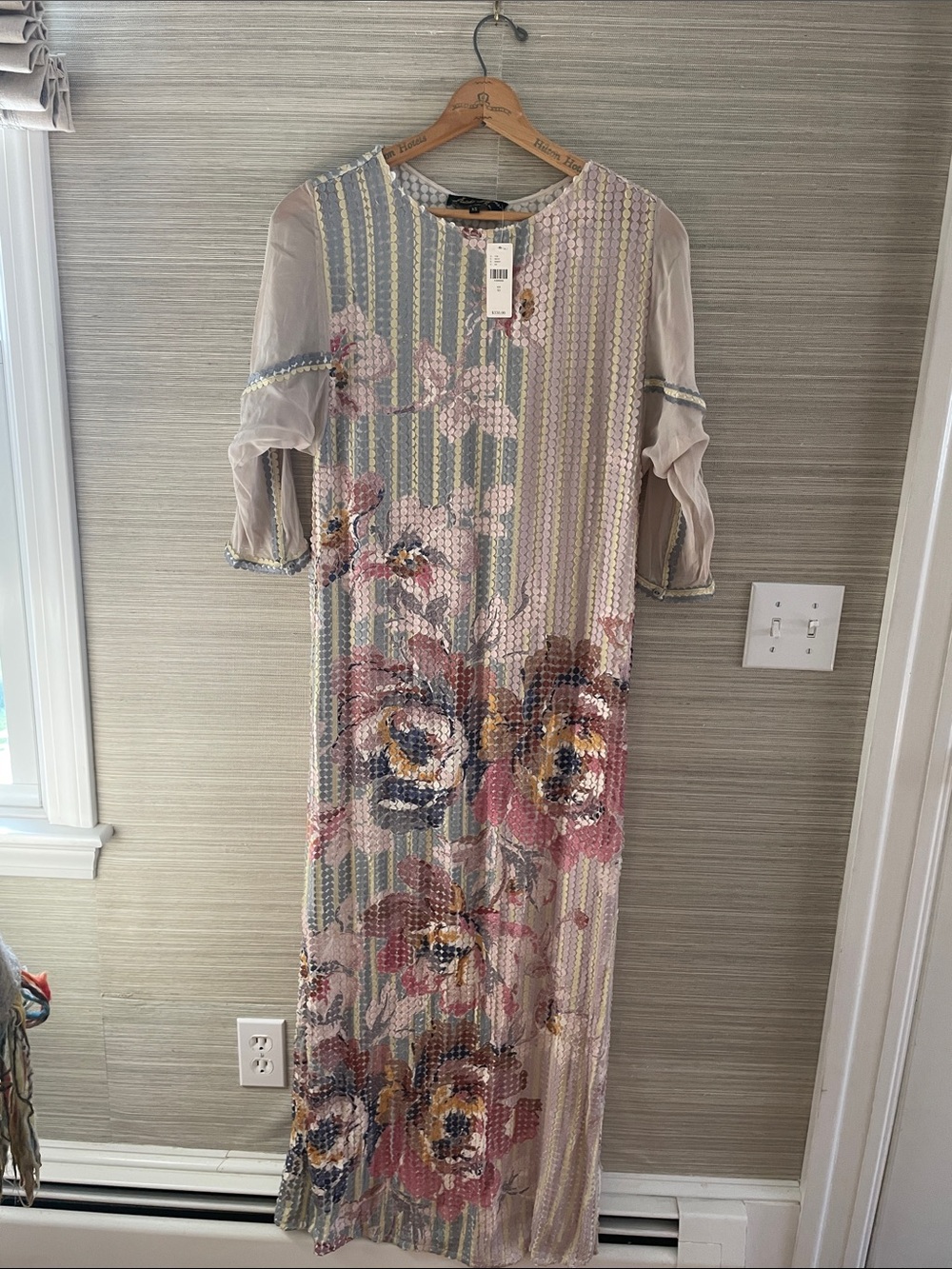 Floral Striped Maxi Dress in Blush Pink